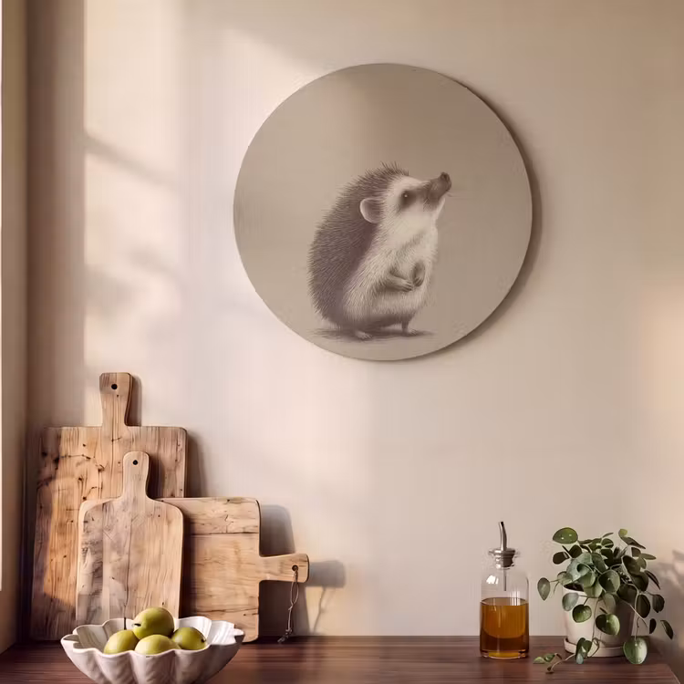 Akoestisch schilderij rond - Egel - Snuitje - Bruin - Stekels — 4