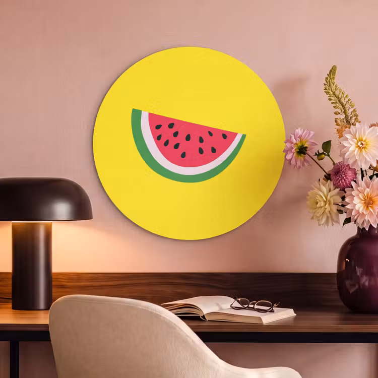 Akoestisch schilderij rond - Fruit - Watermeloen - Geel — 2