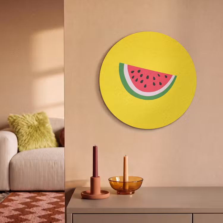 Akoestisch schilderij rond - Fruit - Watermeloen - Geel — 3