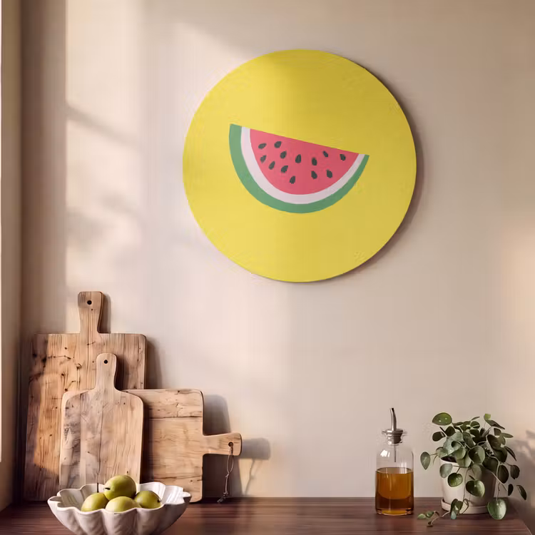 Akoestisch schilderij rond - Fruit - Watermeloen - Geel — 4