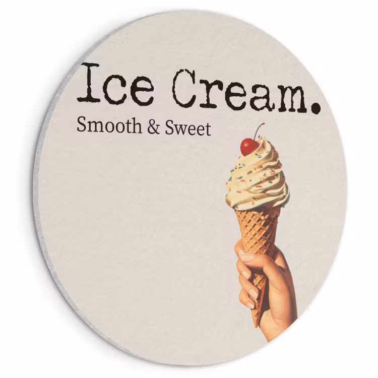 Akoestisch schilderij rond - Ice cream - Softijs - Kleurrijk - Kers — 1