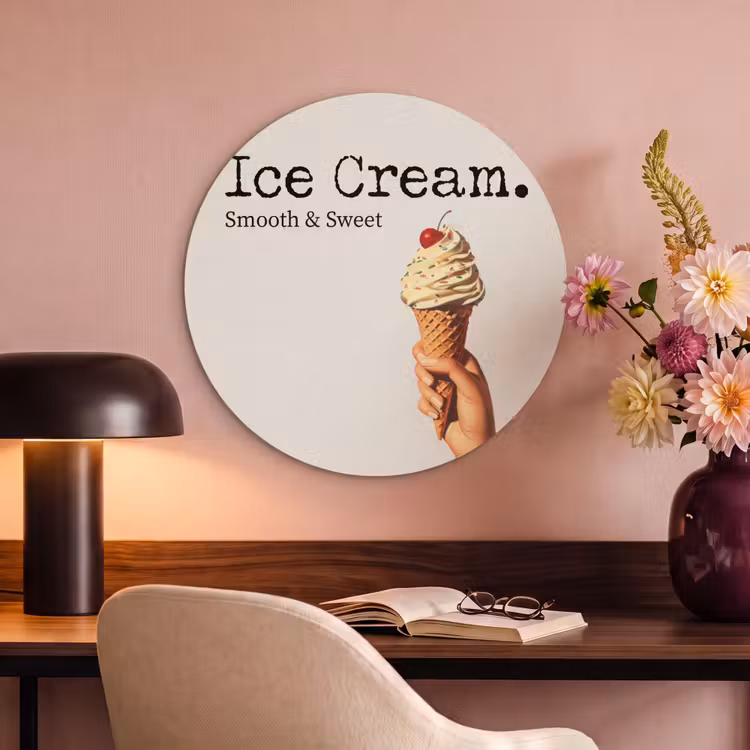 Akoestisch schilderij rond - Ice cream - Softijs - Kleurrijk - Kers — 2