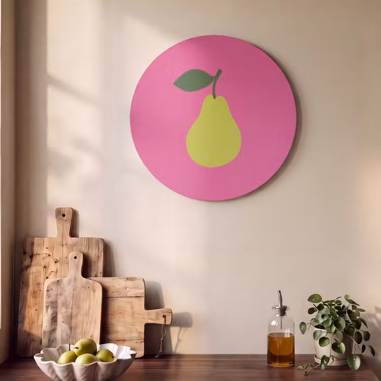 Akoestisch schilderij rond - Illustratie - Fruit - Peer - Groen — 4