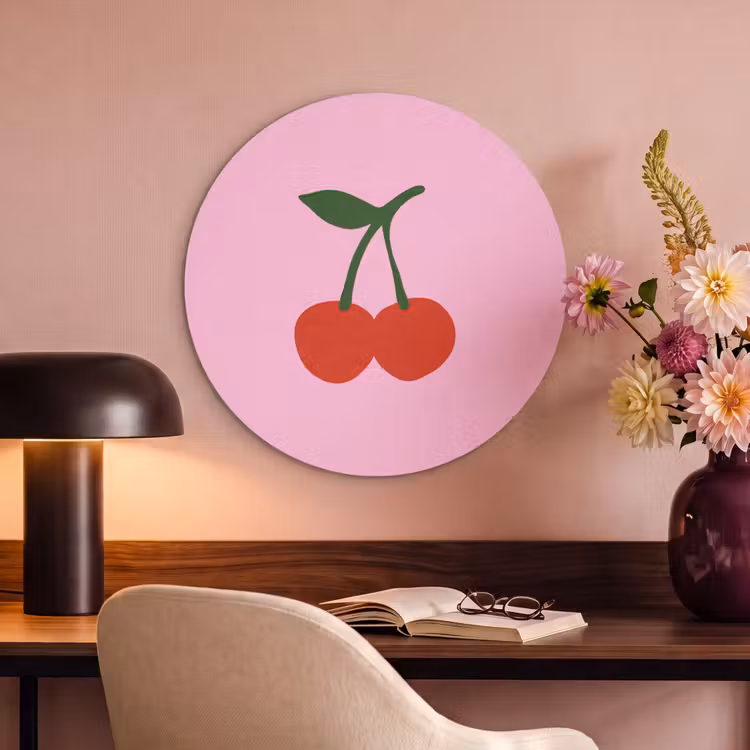 Akoestisch schilderij rond - Kersen - Roze - Illustratie — 2