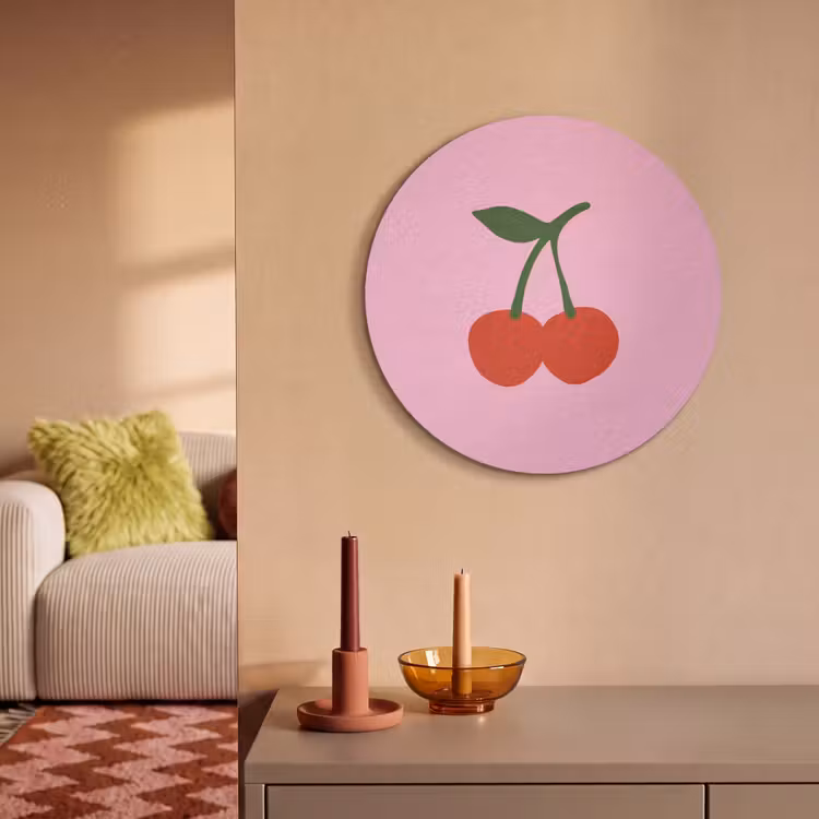 Akoestisch schilderij rond - Kersen - Roze - Illustratie — 3