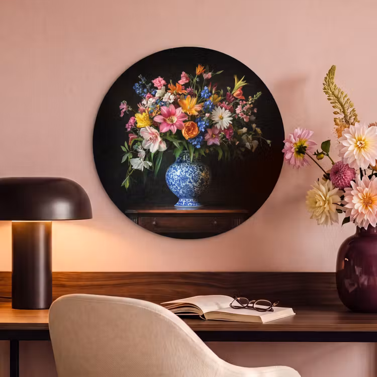 Akoestisch schilderij rond - Kleur - Vaas - Bloemen - Boeket — 2