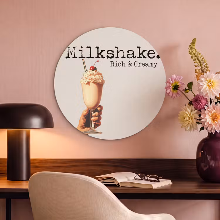 Akoestisch schilderij rond - Milkshake - Kers - Rietje — 2