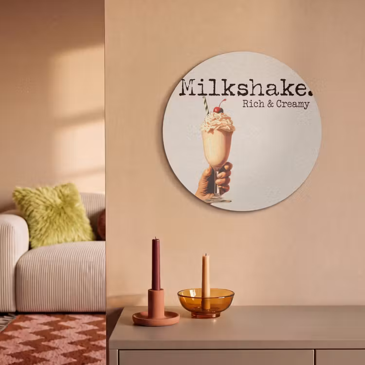 Akoestisch schilderij rond - Milkshake - Kers - Rietje — 3