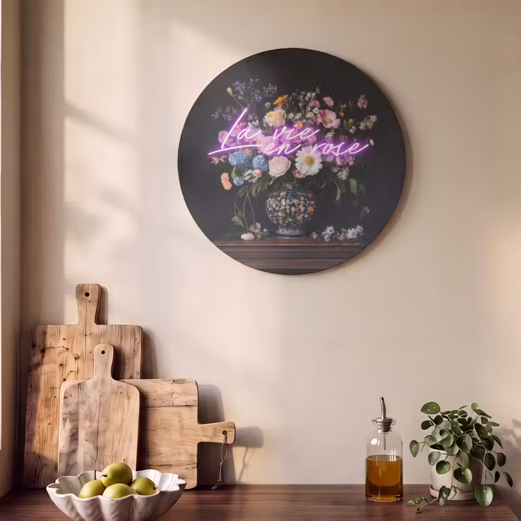 Akoestisch schilderij rond - Neon - Vaas - Bloemen — 4