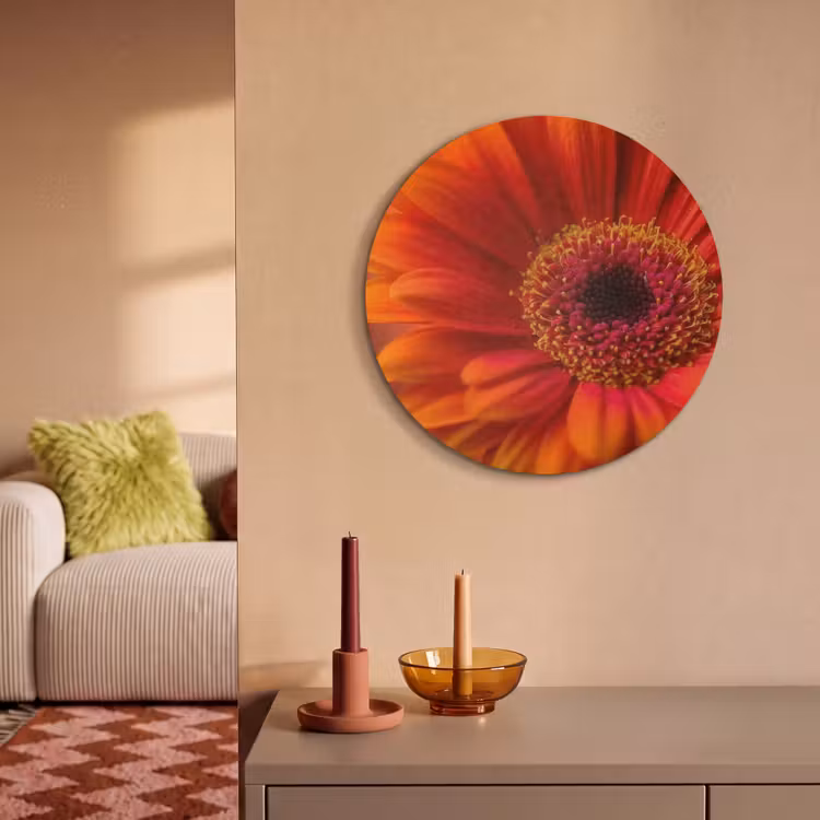 Akoestisch schilderij rond - Oranje - Gerbera - Intens — 3