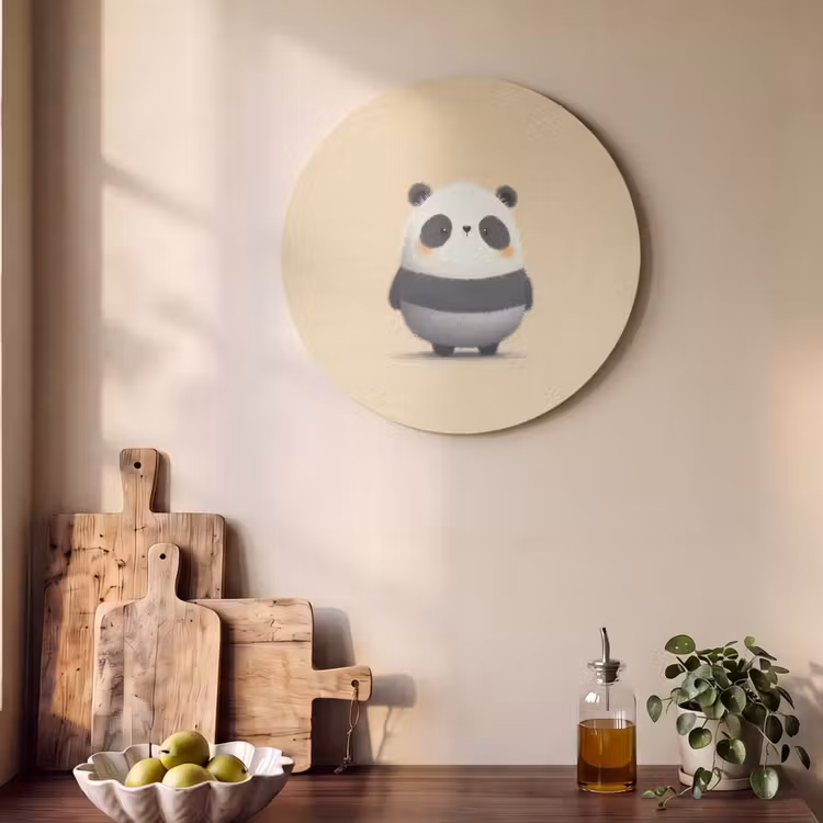 Akoestisch schilderij rond - Panda - Beige - Minimalistisch — 4