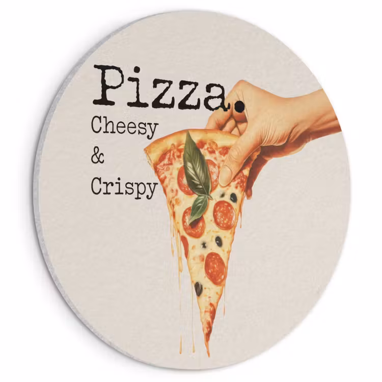 Akoestisch schilderij rond - Pizza - Kaas - Pepperoni — 1