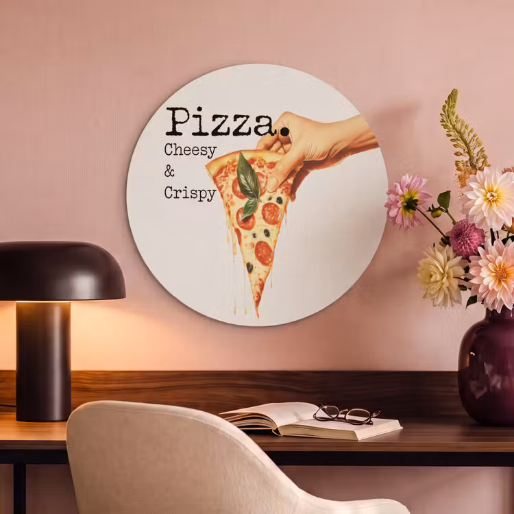 Akoestisch schilderij rond - Pizza - Kaas - Pepperoni — 2