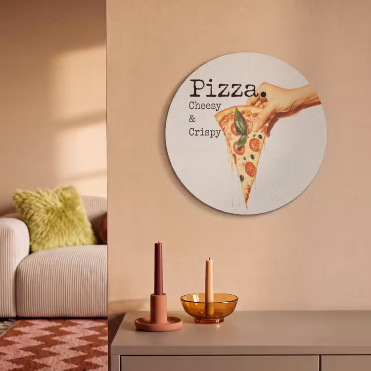 Akoestisch schilderij rond - Pizza - Kaas - Pepperoni — 3