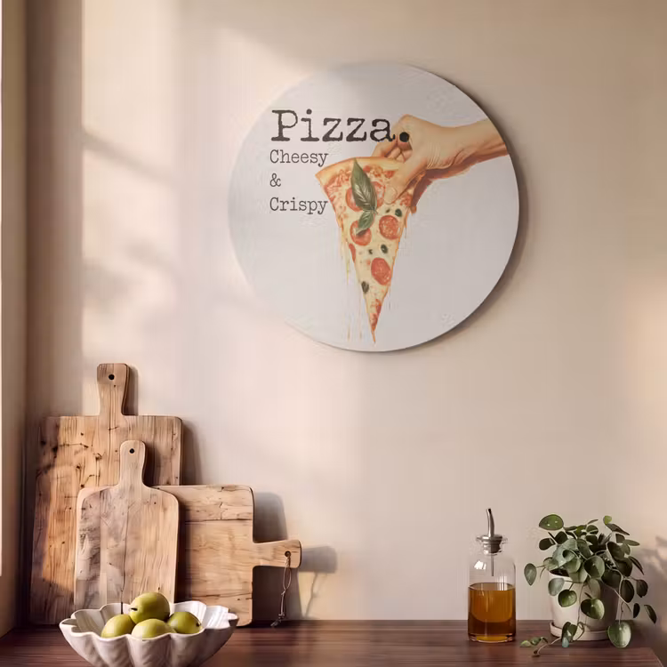 Akoestisch schilderij rond - Pizza - Kaas - Pepperoni — 4