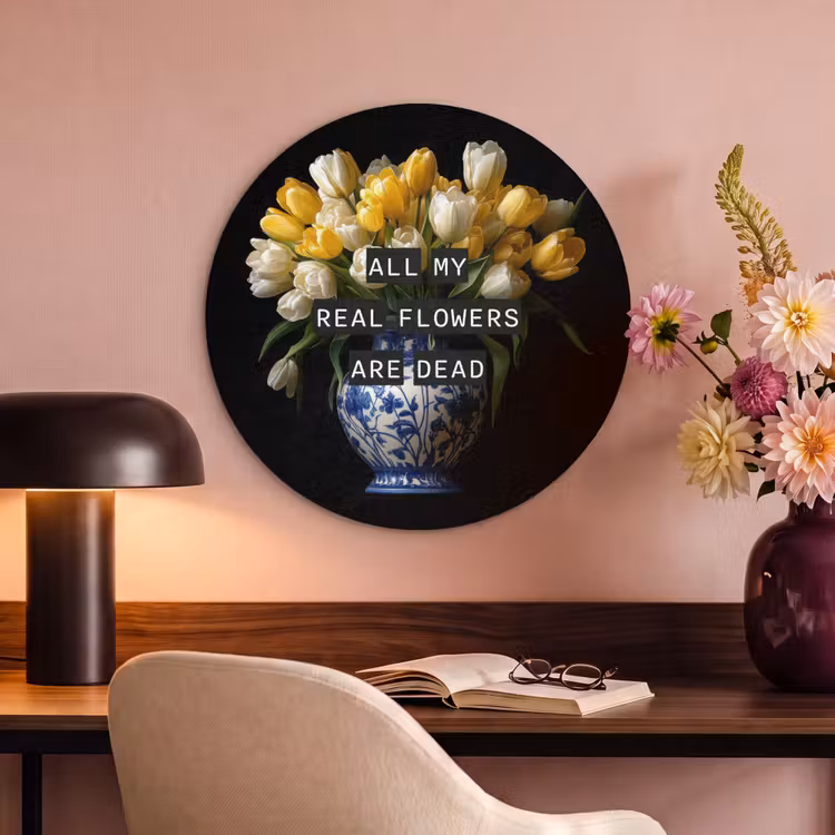 Akoestisch schilderij rond - Quotes - Bloem - Tulp - Geel — 2