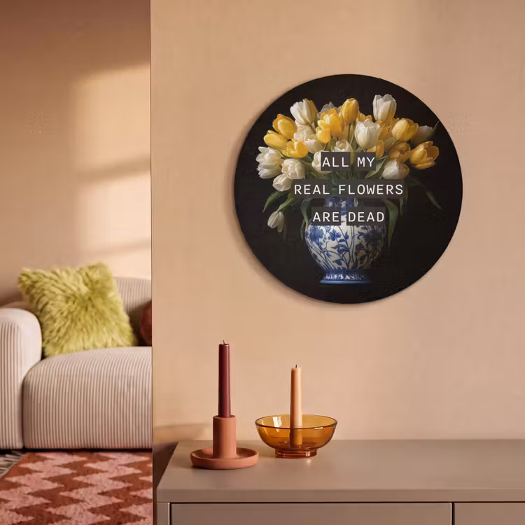 Akoestisch schilderij rond - Quotes - Bloem - Tulp - Geel — 3
