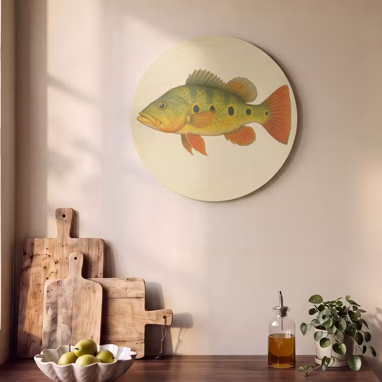 Akoestisch schilderij rond - Schubben - Vis - Groen - Illustratie — 4