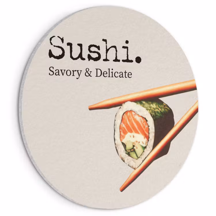 Akoestisch schilderij rond - Sushi - Zalm - Rijst - Japans — 1