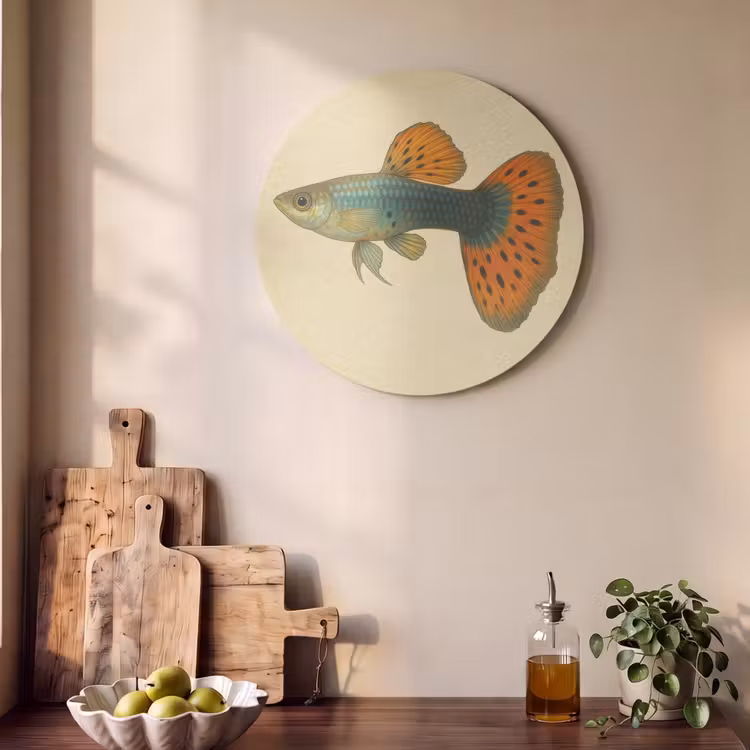 Akoestisch schilderij rond - Vis - illustratie - Stippen - Oranje — 4