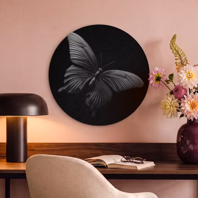 Akoestisch schilderij rond - Vlinder - Zwart - Insect - Dieren — 2