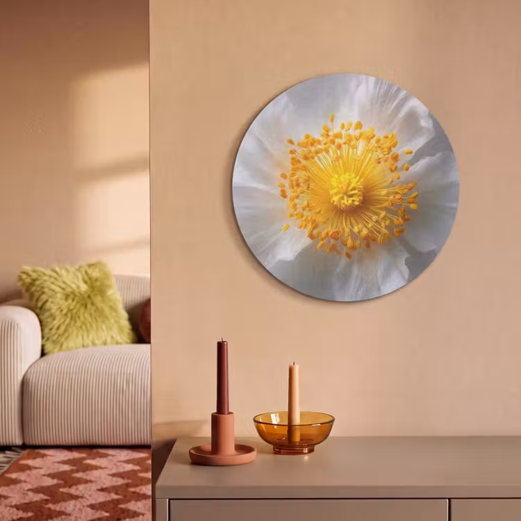 Akoestisch schilderij rond - Wit - Bloem - Elegant — 3
