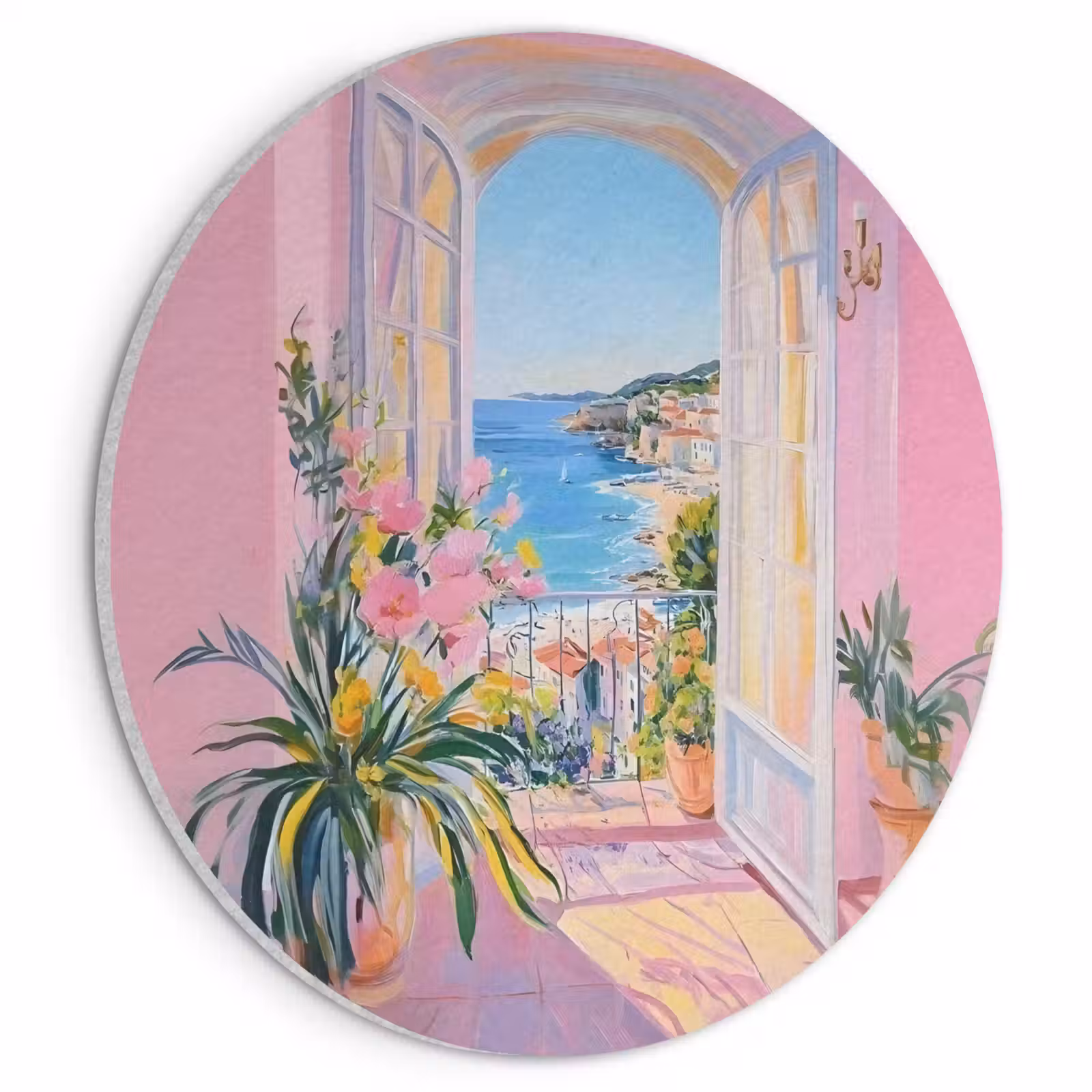 Akoestisch schilderij rond - Roze - Buiten - Verf — 1