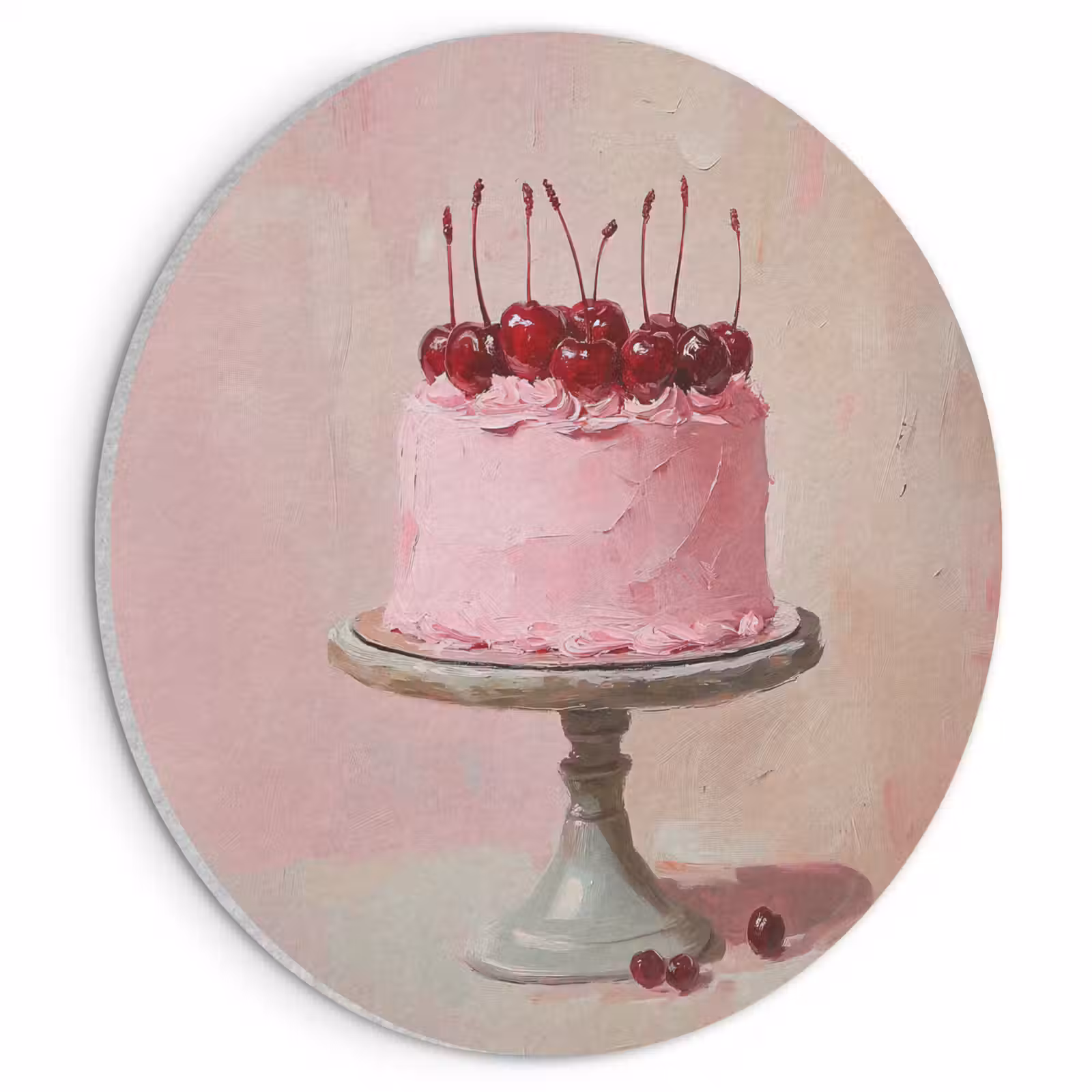 Akoestisch schilderij rond - Taart - Pink - Cherry — 1