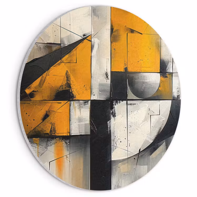 Akoestisch schilderij rond - Geel - Abstract - Modern - Vormen — 1