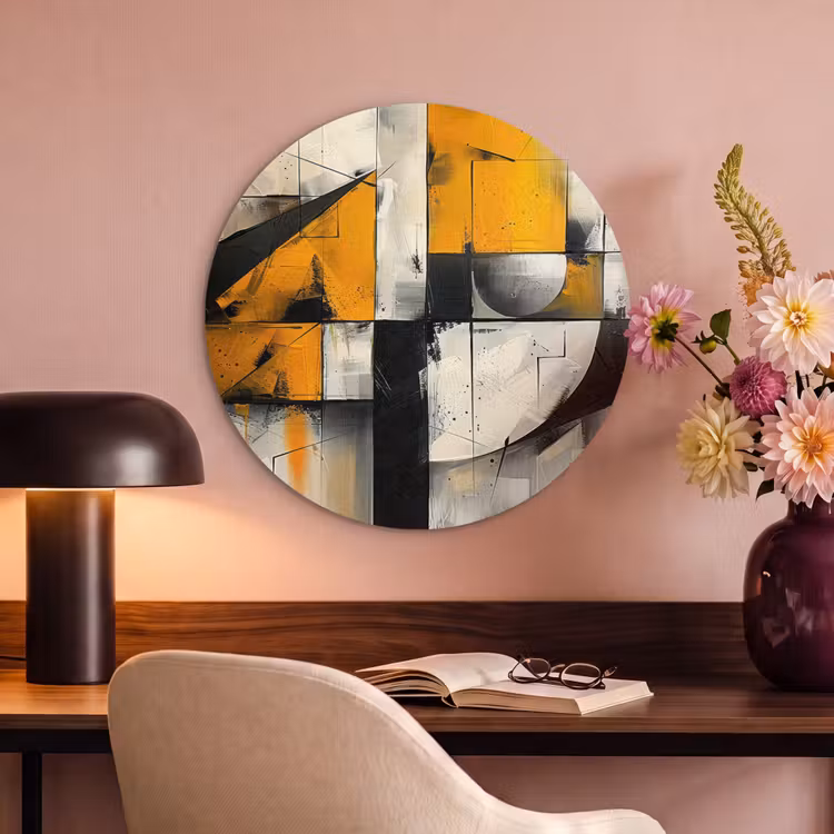 Akoestisch schilderij rond - Geel - Abstract - Modern - Vormen — 2