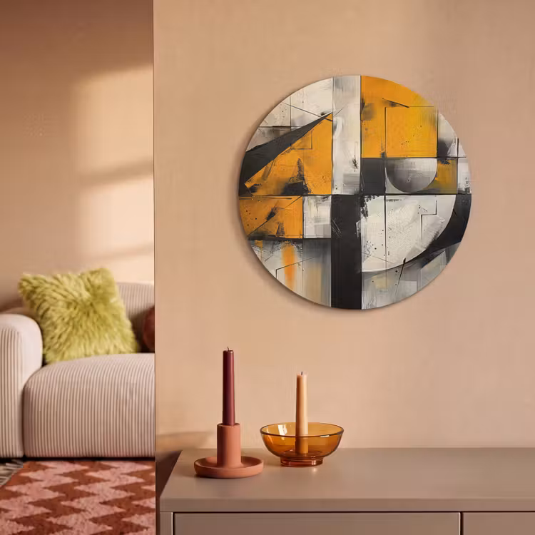 Akoestisch schilderij rond - Geel - Abstract - Modern - Vormen — 3