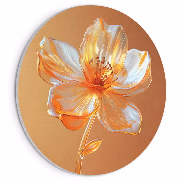 Akoestisch schilderij rond - Glazen - Bloem - Oranje — 1