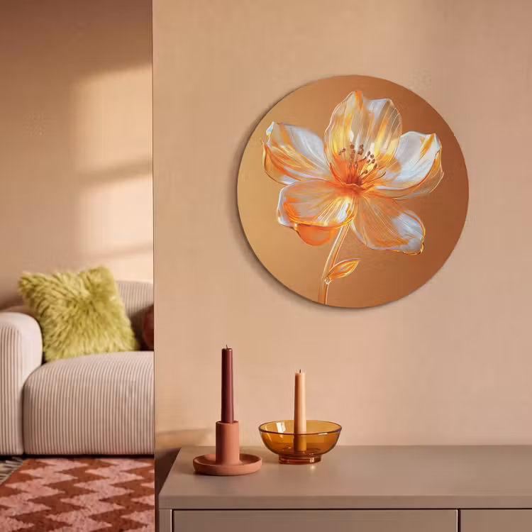 Akoestisch schilderij rond - Glazen - Bloem - Oranje — 3