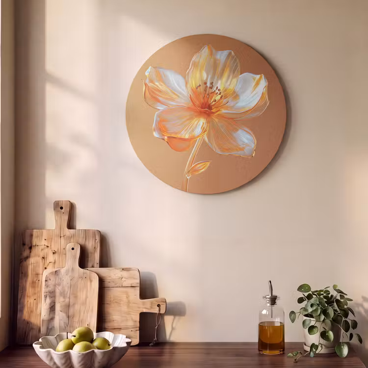 Akoestisch schilderij rond - Glazen - Bloem - Oranje — 4