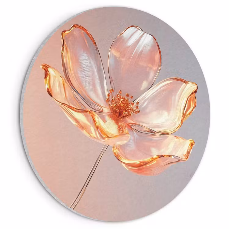 Akoestisch schilderij rond - Glazen - Bloem - Roze — 1