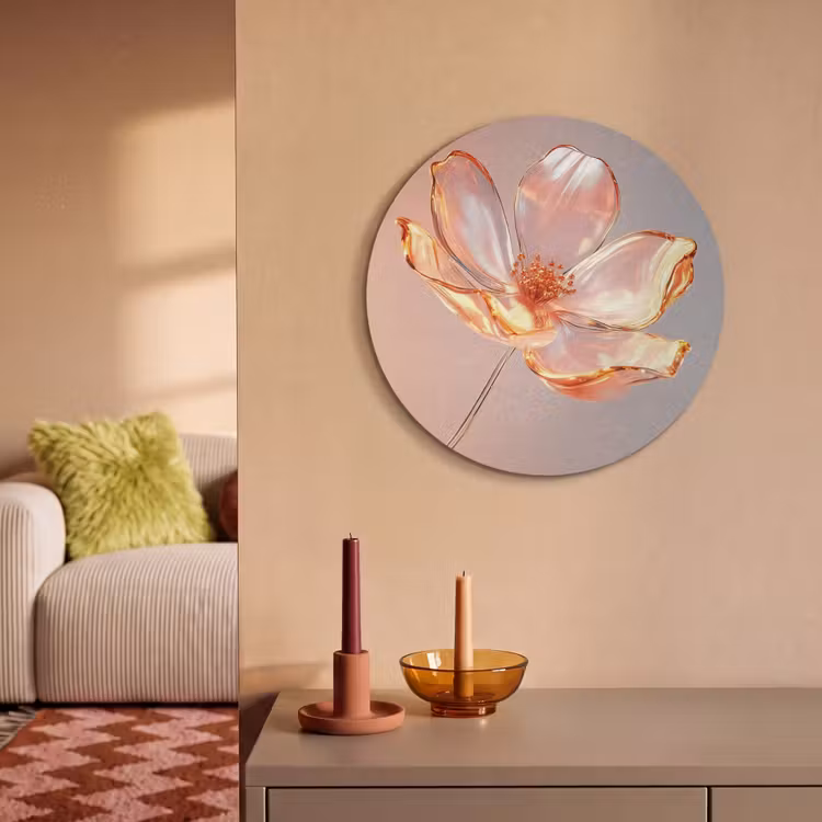 Akoestisch schilderij rond - Glazen - Bloem - Roze — 3