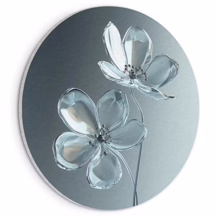 Akoestisch schilderij rond - Kristal - Bloemen - Grijs — 1
