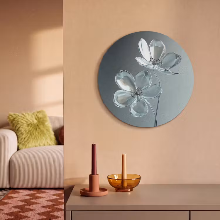 Akoestisch schilderij rond - Kristal - Bloemen - Grijs — 3