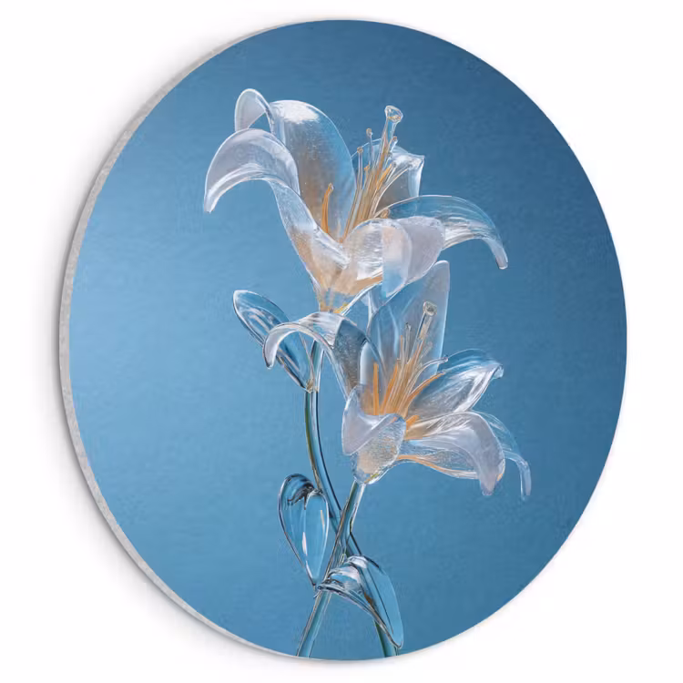 Akoestisch schilderij rond - Lelies - Blauw - Glazen — 1