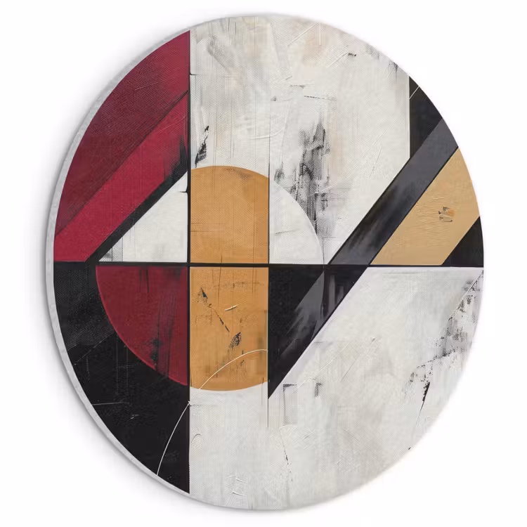 Akoestisch schilderij rond - Modern - Abstract - Geometrisch - Rood - Industrieel — 1