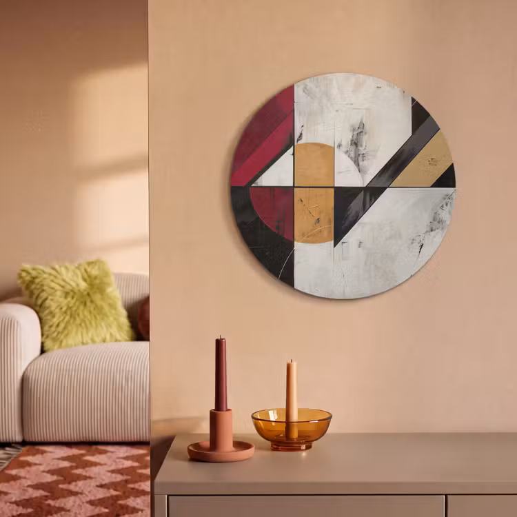 Akoestisch schilderij rond - Modern - Abstract - Geometrisch - Rood - Industrieel — 3