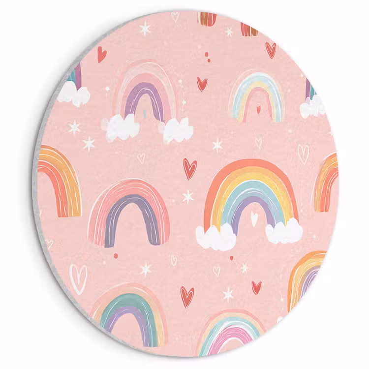 Akoestisch schilderij rond - Regenboog - Patroon - Pastel — 1