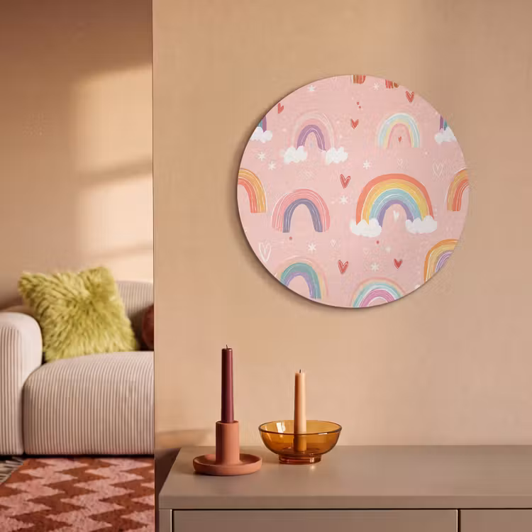Akoestisch schilderij rond - Regenboog - Patroon - Pastel — 3