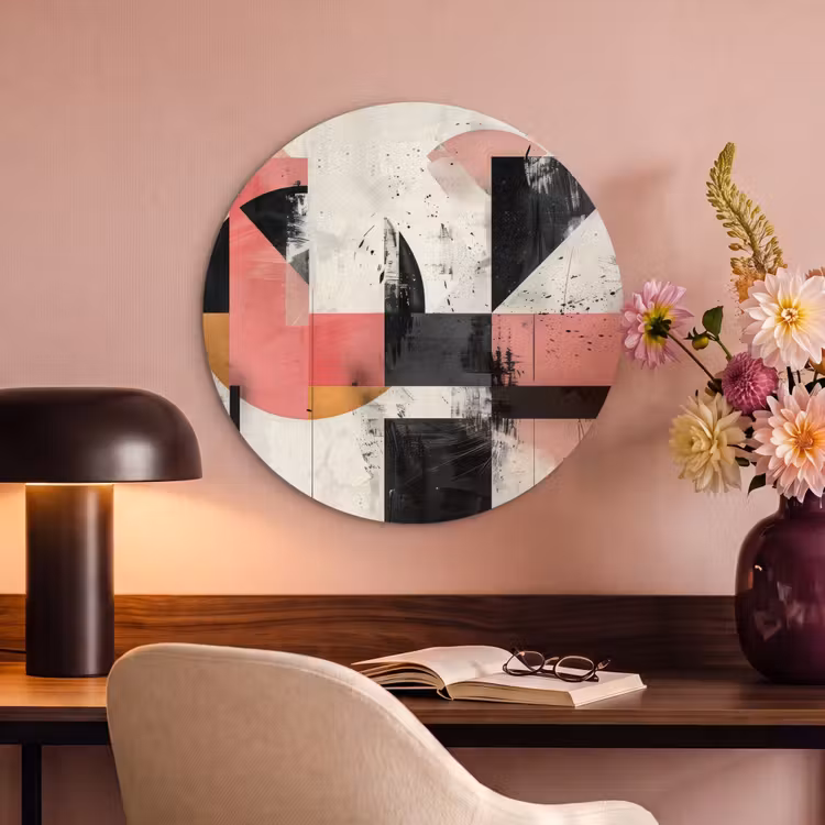 Akoestisch schilderij rond - Roze - Abstract - Aesthetic - Modern - Vormen — 2