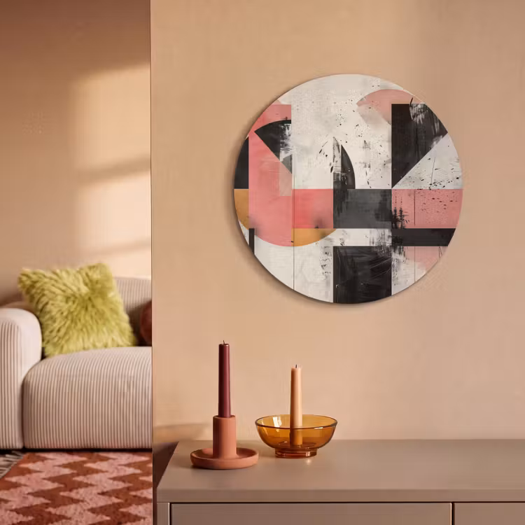 Akoestisch schilderij rond - Roze - Abstract - Aesthetic - Modern - Vormen — 3