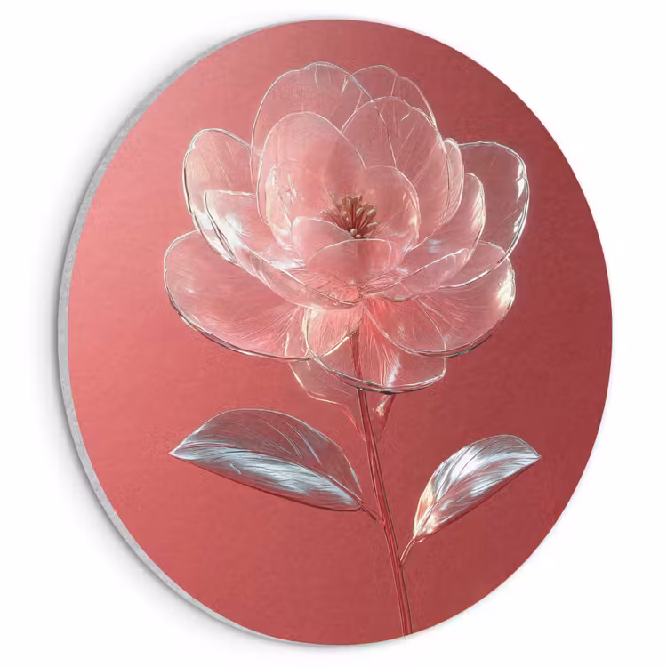 Akoestisch schilderij rond - Sierlijk - Bloem - Roze - Glazen — 1