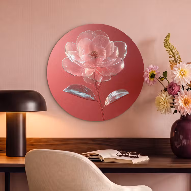 Akoestisch schilderij rond - Sierlijk - Bloem - Roze - Glazen — 2