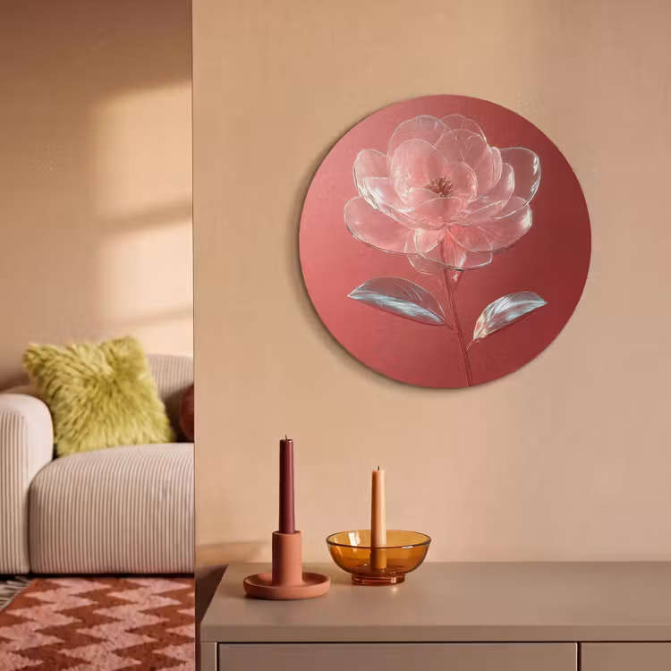 Akoestisch schilderij rond - Sierlijk - Bloem - Roze - Glazen — 3