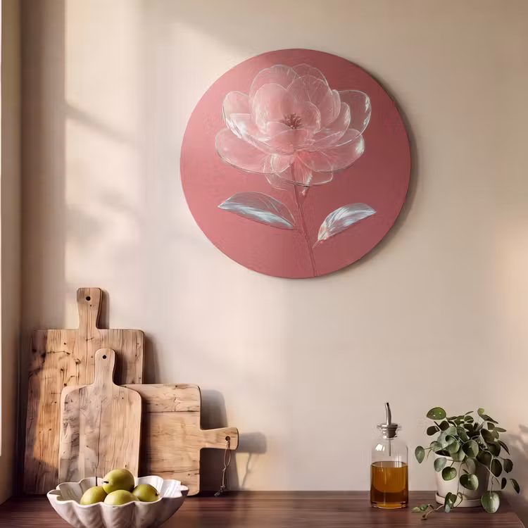 Akoestisch schilderij rond - Sierlijk - Bloem - Roze - Glazen — 4