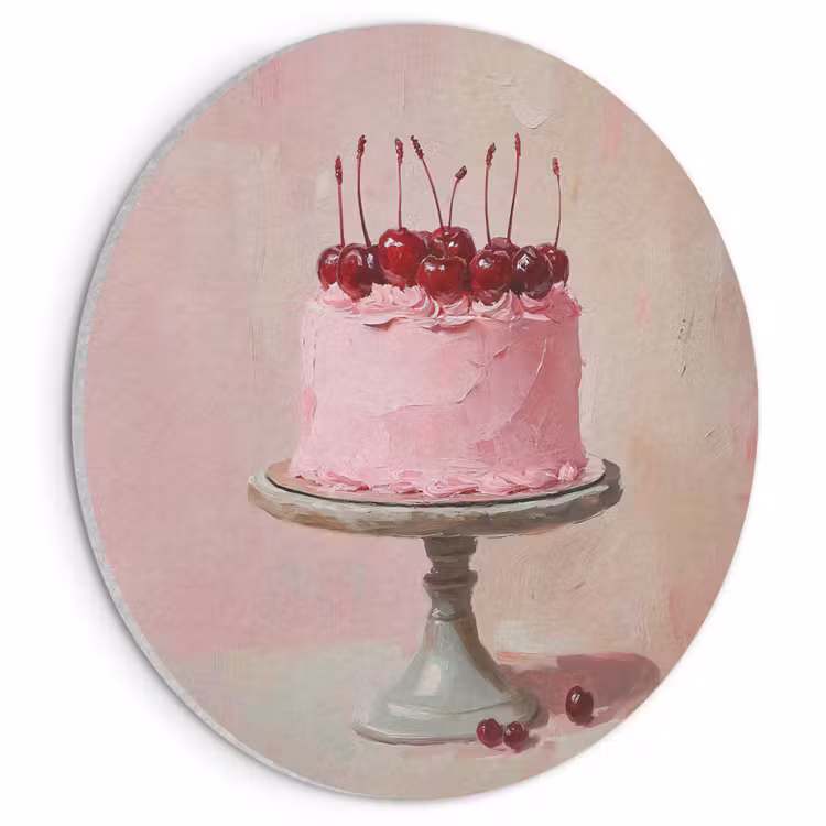 Akoestisch schilderij rond - Taart - Pink - Cherry — 1